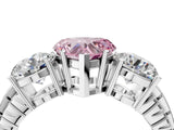 White gold Three-Stone Fancy Pink Heart Cut Cut Diamond Ring with Channel-Set Band and Prong Setting_4