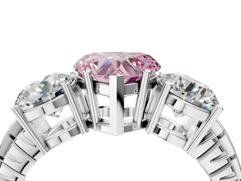White gold Three-Stone Fancy Pink Heart Cut Cut Diamond Ring with Channel-Set Band and Prong Setting_4