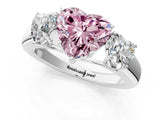White gold Three-Stone Fancy Pink Heart Cut Cut Diamond Ring with Prong Setting and Classic Band_1