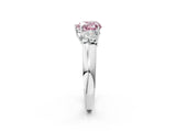 White gold Three-Stone Fancy Pink Heart Cut Cut Diamond Ring with Prong Setting and Classic Band_2