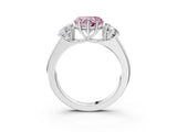 White gold Three-Stone Fancy Pink Heart Cut Cut Diamond Ring with Prong Setting and Classic Band_3