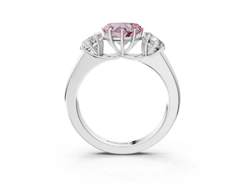 White gold Three-Stone Fancy Pink Heart Cut Cut Diamond Ring with Prong Setting and Classic Band_3