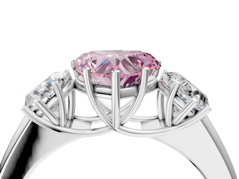 White gold Three-Stone Fancy Pink Heart Cut Cut Diamond Ring with Prong Setting and Classic Band_4