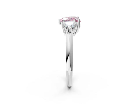 White gold Three-Stone Fancy Pink Heart Cut Cut Diamond Ring with Trillion Side Stones and Four-Prong Setting_13