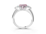 White gold Three-Stone Fancy Pink Heart Cut Cut Diamond Ring with Trillion Side Stones and Four-Prong Setting_14
