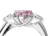 White gold Three-Stone Fancy Pink Heart Cut Cut Diamond Ring with Trillion Side Stones and Four-Prong Setting_15