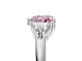 White gold Three-Stone Fancy Pink Heart Cut Cut Diamond Ring with Trillion Side Stones and Four-Prong Setting_16