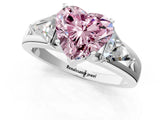 White gold Three-Stone Fancy Pink Heart Cut Cut Diamond Ring with Trillion Side Stones on a Split Shank Band_13
