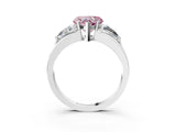 White gold Three-Stone Fancy Pink Heart Cut Cut Diamond Ring with Trillion Side Stones on a Split Shank Band_21