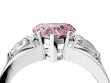 White gold Three-Stone Fancy Pink Heart Cut Cut Diamond Ring with Trillion Side Stones on a Split Shank Band_22