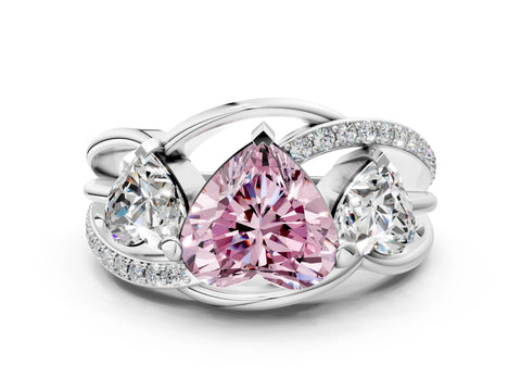 White gold Three-Stone Fancy Pink Heart Cut Cut Diamond Split Shank Prong Set Ring_12