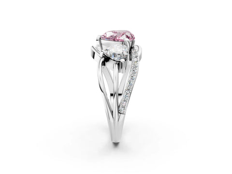 White gold Three-Stone Fancy Pink Heart Cut Cut Diamond Split Shank Prong Set Ring_14