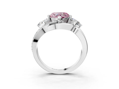 White gold Three-Stone Fancy Pink Heart Cut Cut Diamond Split Shank Prong Set Ring_15