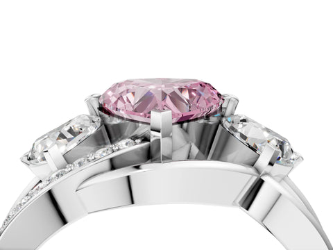 White gold Three-Stone Fancy Pink Heart Cut Cut Diamond Split Shank Prong Set Ring_16