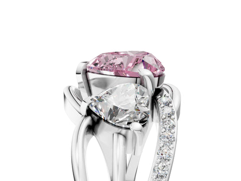 White gold Three-Stone Fancy Pink Heart Cut Cut Diamond Split Shank Prong Set Ring_17