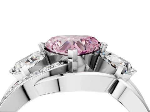White gold Three-Stone Fancy Pink Heart Cut Cut Diamond Split Shank Prong Set Ring_4