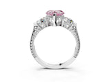 White gold Three-Stone Fancy Pink Heart Cut Cut Milgrain Band Prong Setting Ring_39
