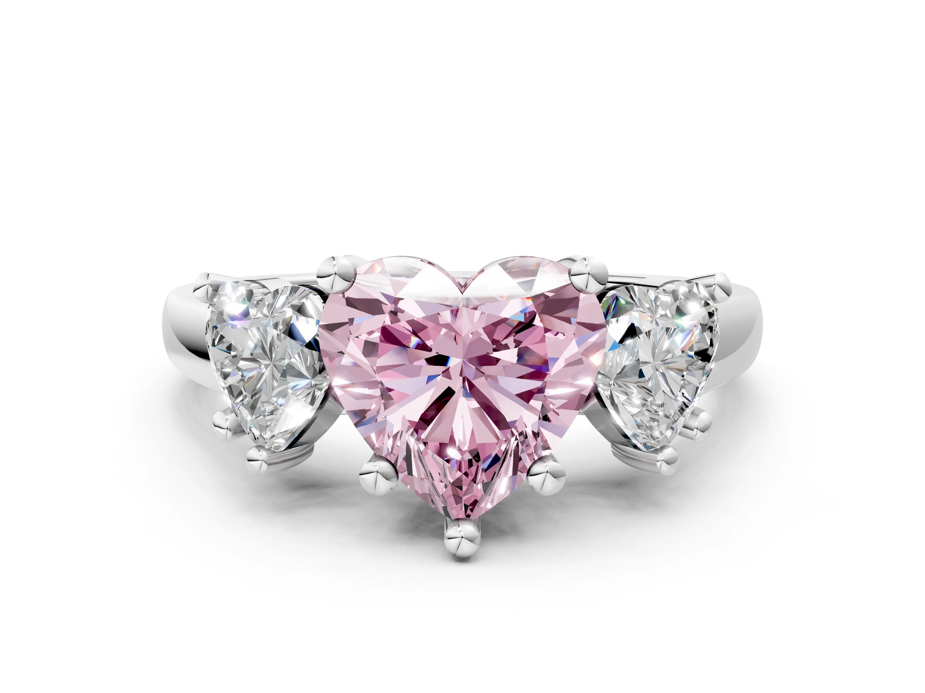 White gold Three-Stone Fancy Pink Heart Cut Cut Solitaire Ring with Classic Prong Setting_12