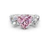 White gold Three-Stone Fancy Pink Heart Cut Diamond Braided Band Ring with Four-Prong Setting_20
