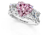 White gold Three-Stone Fancy Pink Heart Cut Diamond Braided Band Ring with Four-Prong Setting_21