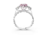 White gold Three-Stone Fancy Pink Heart Cut Diamond Braided Band Ring with Four-Prong Setting_23