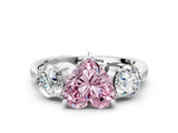White gold Three-Stone Fancy Pink Heart Cut Diamond Channel Set Engagement Ring with Prong Setting_12