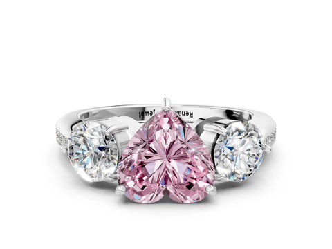White gold Three-Stone Fancy Pink Heart Cut Diamond Channel Set Engagement Ring with Prong Setting_12