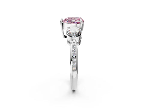 White gold Three-Stone Fancy Pink Heart Cut Diamond Channel Set Engagement Ring with Prong Setting_14