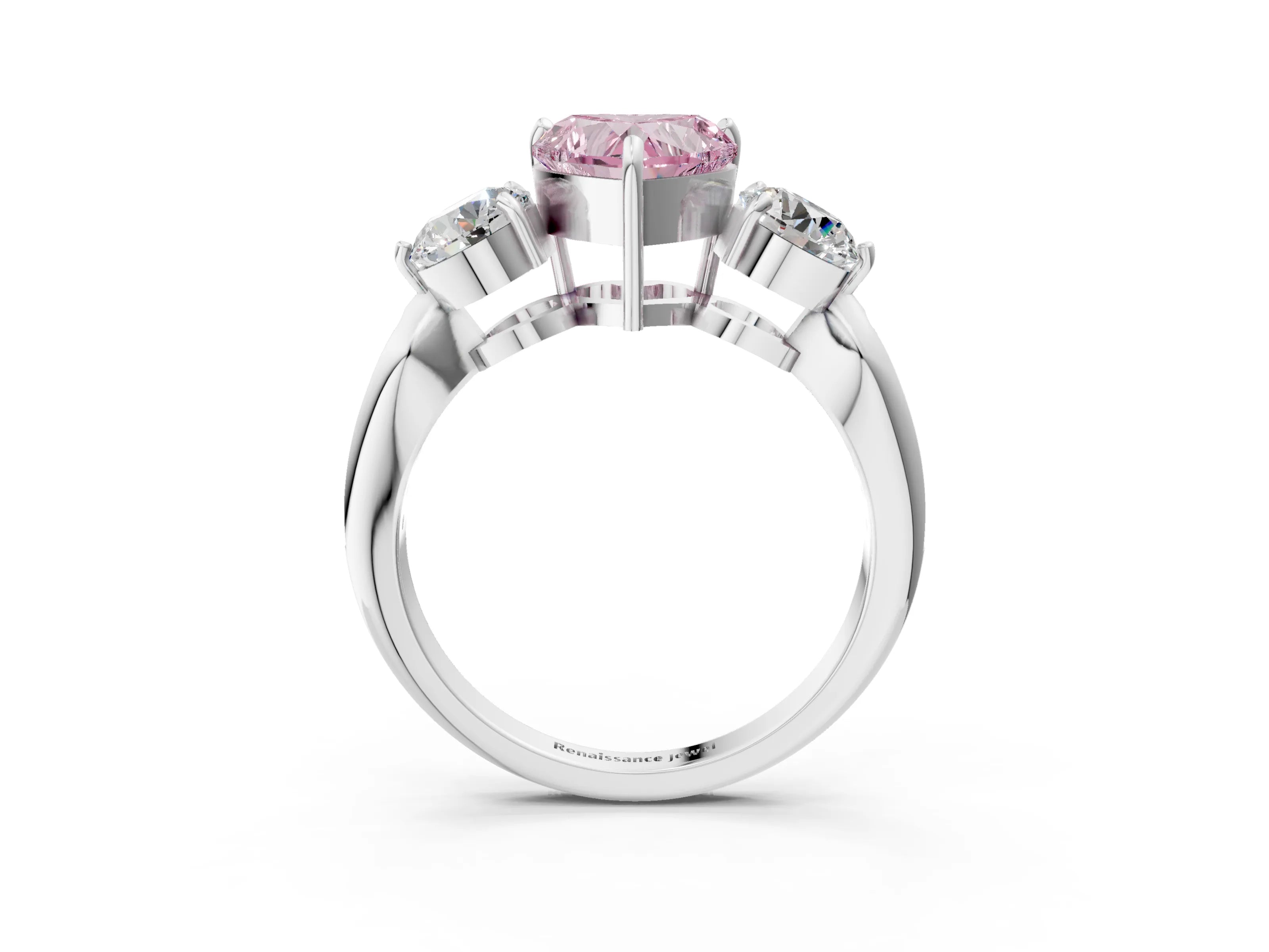 White gold Three-Stone Fancy Pink Heart Cut Diamond Channel Set Engagement Ring with Prong Setting_15