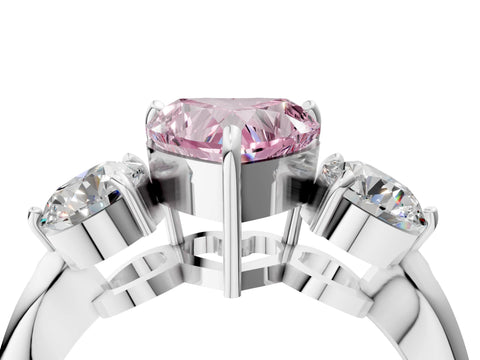 White gold Three-Stone Fancy Pink Heart Cut Diamond Channel Set Engagement Ring with Prong Setting_16