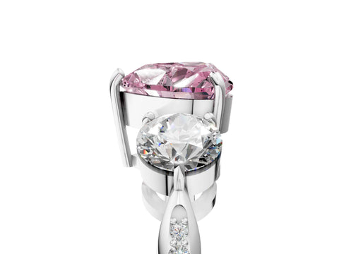White gold Three-Stone Fancy Pink Heart Cut Diamond Channel Set Engagement Ring with Prong Setting_18