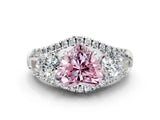 White gold Three-Stone Fancy Pink Heart Cut Diamond Engagement Ring with Pave Band and Prong Setting_12