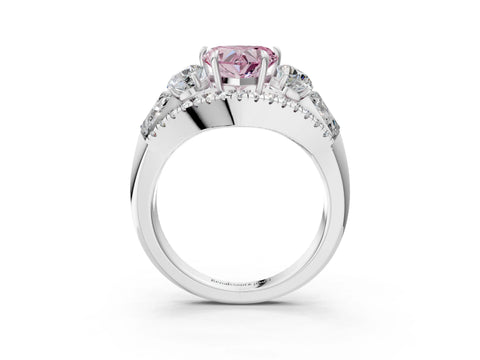 White gold Three-Stone Fancy Pink Heart Cut Diamond Engagement Ring with Pave Band and Prong Setting_15
