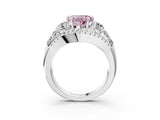 White gold Three-Stone Fancy Pink Heart Cut Diamond Engagement Ring with Pave Band and Prong Setting_15