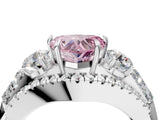 White gold Three-Stone Fancy Pink Heart Cut Diamond Engagement Ring with Pave Band and Prong Setting_16