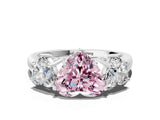 White gold Three-Stone Fancy Pink Heart Cut Diamond Engagement Ring with Prong Setting_15
