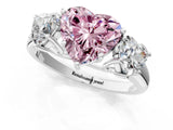 White gold Three-Stone Fancy Pink Heart Cut Diamond Engagement Ring with Prong Setting_16