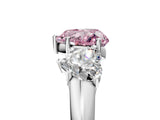 White gold Three-Stone Fancy Pink Heart Cut Diamond Engagement Ring with Prong Setting_20