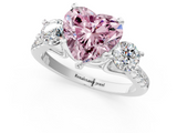 White gold Three-Stone Fancy Pink Heart  Cut Diamond Pavé Band with Four-Prong Setting_29