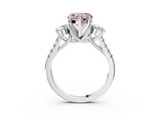 White gold Three-Stone Fancy Pink Heart  Cut Diamond Pavé Band with Four-Prong Setting_31