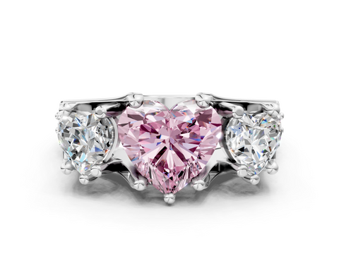 White gold Three-Stone Fancy Pink Heart  Cut Diamond Ring with Channel-Set Band and Four-Prong Setting_35