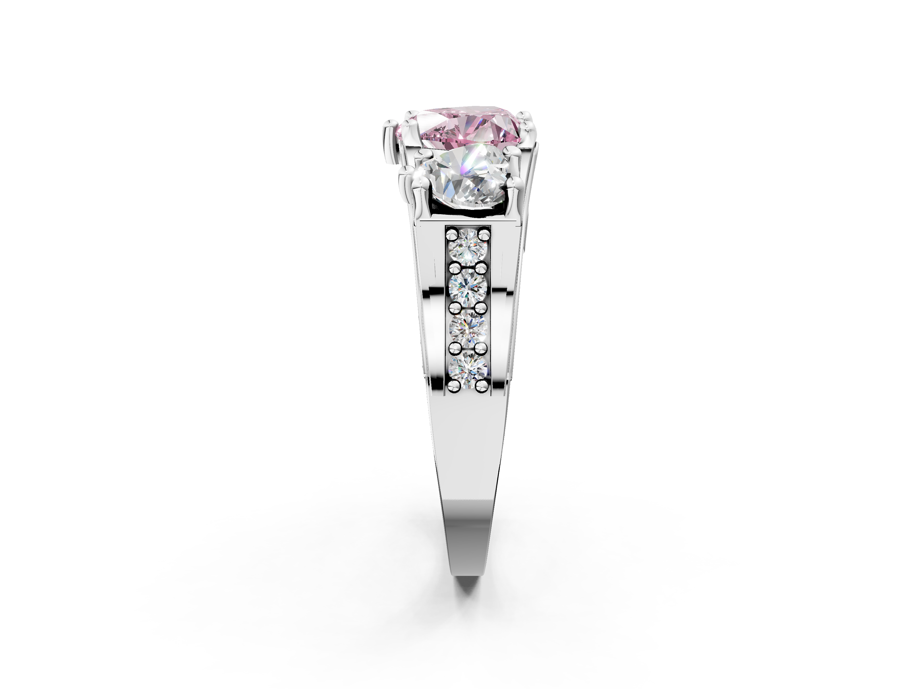 White gold Three-Stone Fancy Pink Heart  Cut Diamond Ring with Channel-Set Band and Four-Prong Setting_37