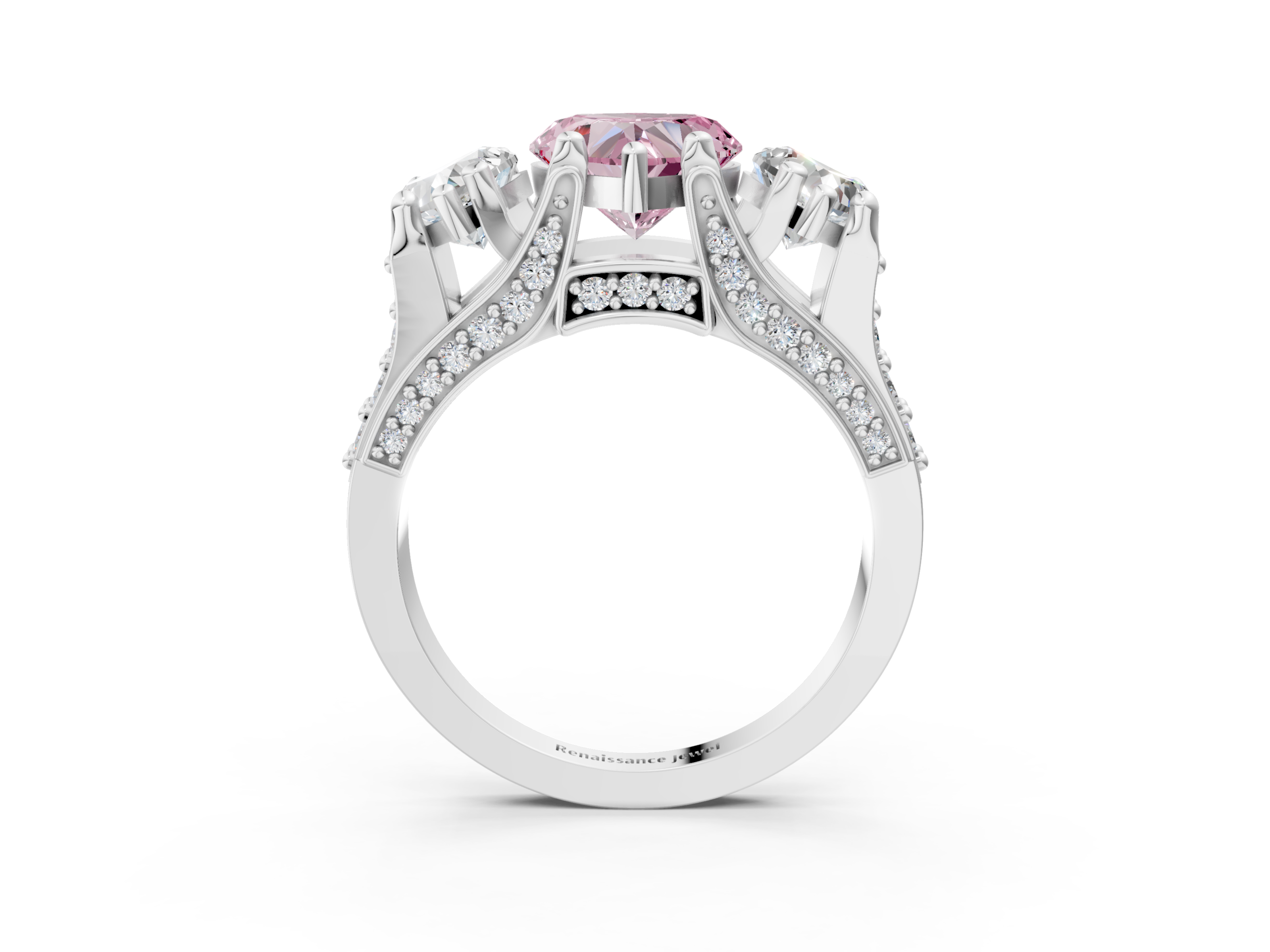 White gold Three-Stone Fancy Pink Heart  Cut Diamond Ring with Channel-Set Band and Four-Prong Setting_38