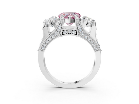 White gold Three-Stone Fancy Pink Heart  Cut Diamond Ring with Channel-Set Band and Four-Prong Setting_38