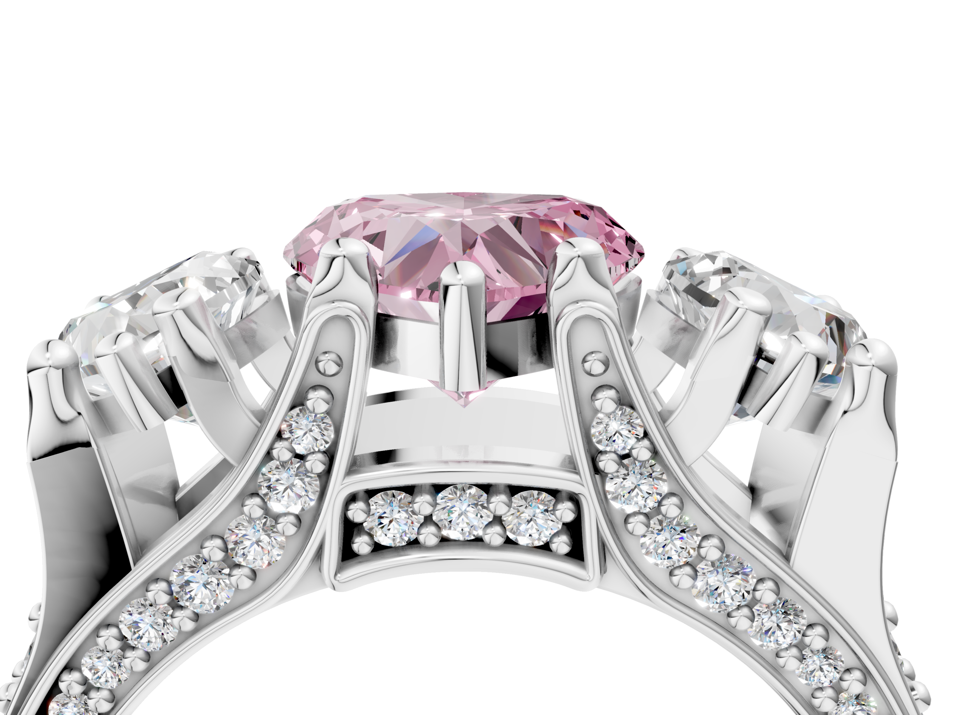 White gold Three-Stone Fancy Pink Heart  Cut Diamond Ring with Channel-Set Band and Four-Prong Setting_39