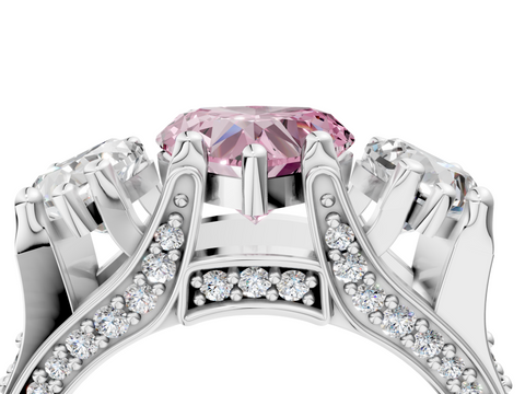 White gold Three-Stone Fancy Pink Heart  Cut Diamond Ring with Channel-Set Band and Four-Prong Setting_39