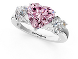 White gold Three-Stone Fancy Pink Heart  Cut Diamond Ring with Channel-Set Band and Four-Prong Setting_67