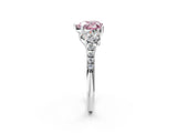 White gold Three-Stone Fancy Pink Heart Cut Diamond Ring with Pavé Band and Prong Setting_130