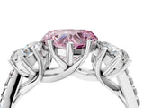 White gold Three-Stone Fancy Pink Heart Cut Diamond Ring with Pavé Band and Prong Setting_132