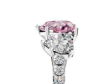White gold Three-Stone Fancy Pink Heart Cut Diamond Ring with Pavé Band and Prong Setting_145